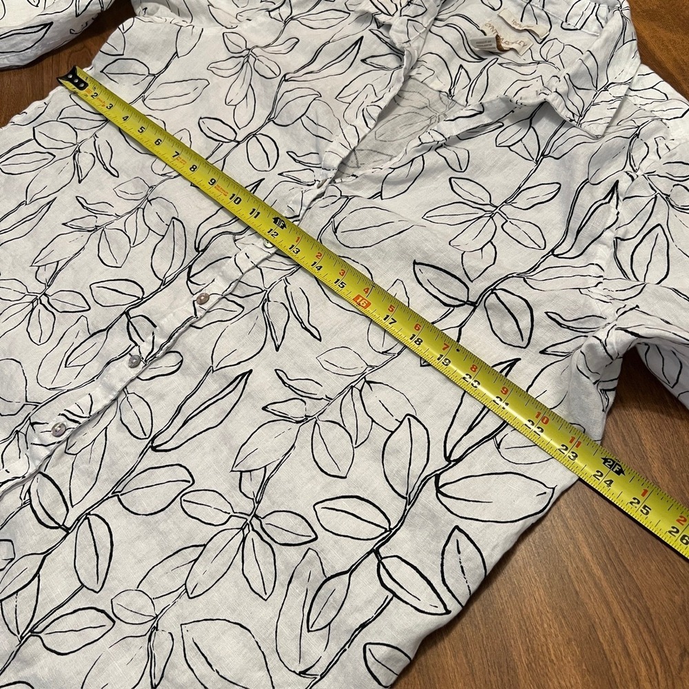 Cynthia Rowley Linen Leaf Print Button Down Shirt Women's XL - Picture 5 of 11